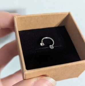 18 Gauge Horseshoe Septum/Daith/Rook  Silver Adjustable Ring